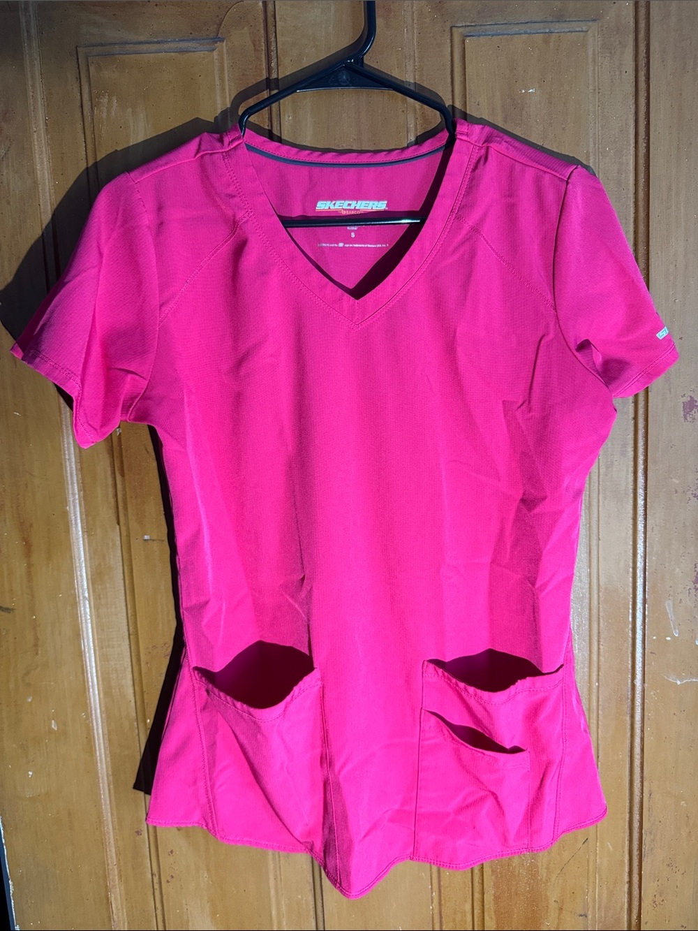 Skechers Women's Hot Pink V-Neck Short Sleeve Scrub Top